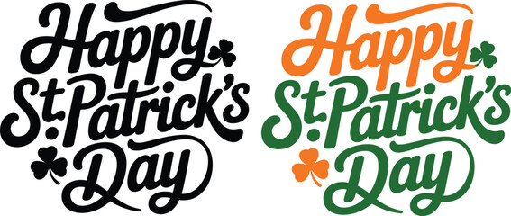 Happy St Patrick's Day typography lettering design, shamrock festive Irish holiday vector illustration © Shuvo creative
