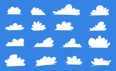 Balloon Puffy White Cloud Vector Illustration &ndash; Soft Fluffy Cumulus in Blue Sky, Abstract Weather Icon Set for Web, Summer Sun Climate Design Background