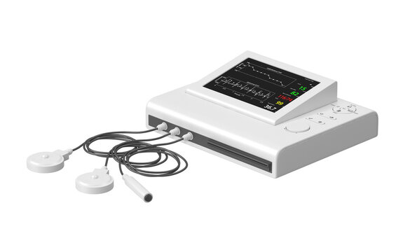 Fetal Monitor with Ultrasound Probes Angle View 3D Render