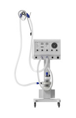 Medical Ventilator with Breathing Circuit Front View 3D Render