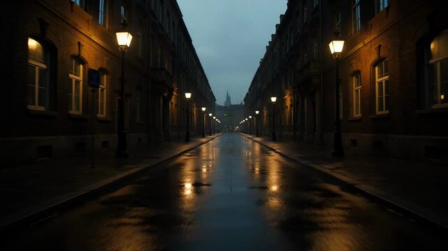 City Street at Night in a Triptych Collage