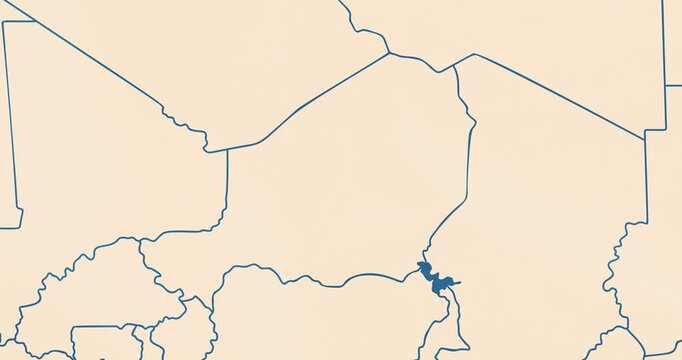 Beautiful zoom in of a niger map with most important cities and frontier lines