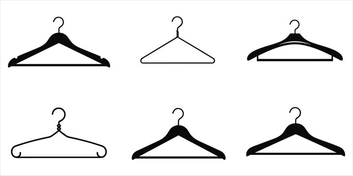 Assortment Of Black Clothes Hangers In Different Styles And Designs garment hanger clothing