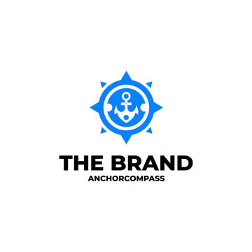 Nautical Anchor Compass Logo &ndash; Maritime Navigation Emblem, Ocean Travel Symbol,