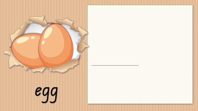 Educational Alphabet Animation for Letter E with Eggs and Handwriting Practice