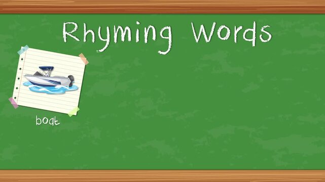 Educational Rhyming Word Animation with Boat Coat Goat and Throat