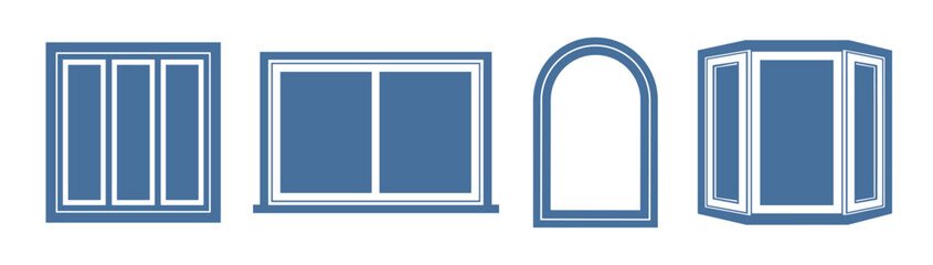 Fototapeta premium Window vector collection, different types of window frames for architectural and interior design