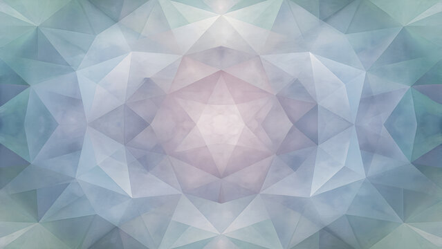 Geometric kaleidoscope pattern with soft blue and purple hues