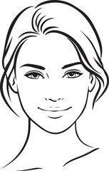 Elegant woman portrait in black and white illustration