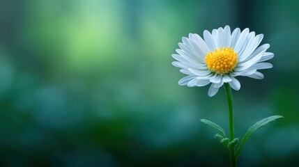 Obraz premium Delicate White Daisy Flower Growing Against a Soft Green Background in a Tranquil Nature Setting