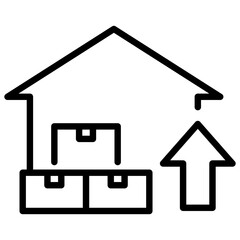 Fototapeta premium Warehouse storage with an upward arrow indicating replenishment or increasing supply levels