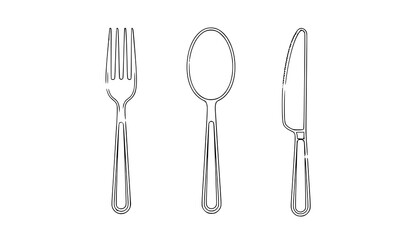 Silverware Cutlery Vector Icon Set Fork Spoon Knife EPS 10
