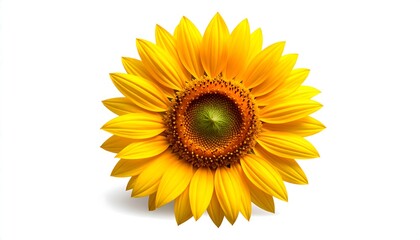 Fototapeta premium A large yellow sunflower on a white background