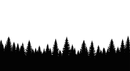 Seamless Silhouette of Evergreen Forest Trees. © Tomo