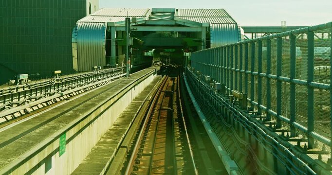 The dynamic beauty of the Taichung MRT as it weaves through the modern city emphasizes the convenience and speed of transportation through the sense of extension of tunnels and tracks.