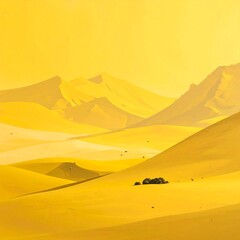 Fototapeta premium A desert landscape with sand dunes and a mountain range