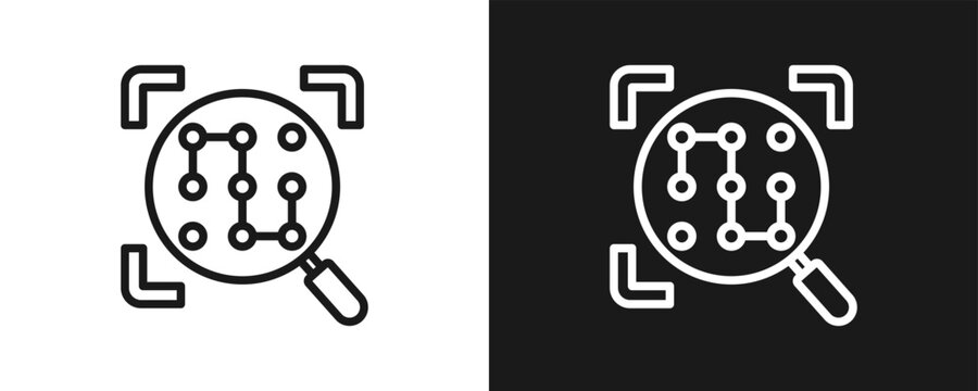 Pattern Recognition Icon Set Outline In White And Black Background