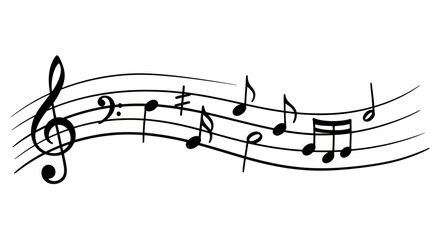Hand drawn musical notes on a staff with a treble clef.