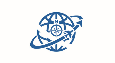 Global Travel And Navigation Concept With Airplane And Compass.