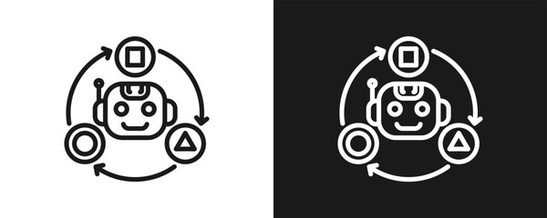 Adaptive Assistant Icon Set Outline In White And Black Background