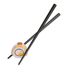Mentai Sushi Roll with Chopsticks © uigodesign