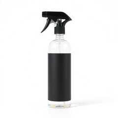 Fototapeta premium A clear plastic spray bottle with a black trigger and black liquid inside