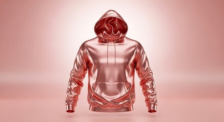 Shiny Rose Gold Hoodie - Metallic Fashion Apparel for Stylish Wear.