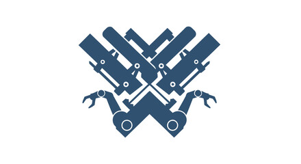 Obraz premium Industrial Robotic Arms Arranged in a Stylized W Shape.