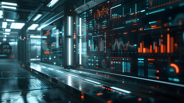 Futuristic control room technology interface.