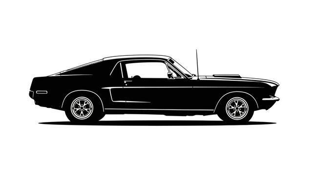 Classic Black Mustang Car Profile.