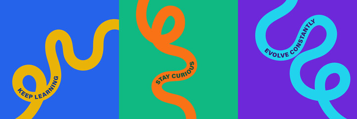 Obraz premium Vibrant abstract poster with flowing shapes in warm colors featuring colorful, fluid wavy lines for a dynamic, modern feel, motivational design typography for creative wall art