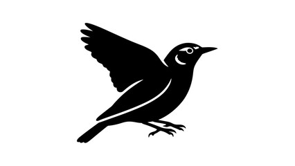 Obraz premium Black Bird Silhouette in Flight.