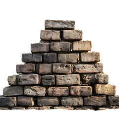 Obraz premium Brick structure stacked in pyramid formation with transparent background