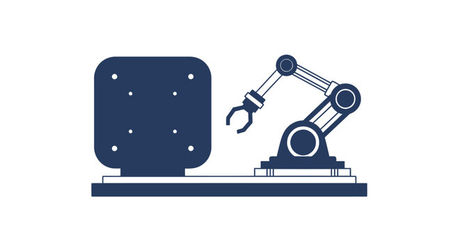 Industrial Robotic Arm Working with Manufacturing Component.