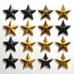 Obraz premium A grid of 20 metallic stars in black and gold
