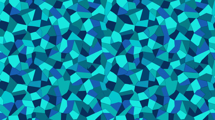 Fototapeta premium A vibrant and dynamic abstract pattern composed of numerous irregular geometric shapes in varying shades of blue and teal.