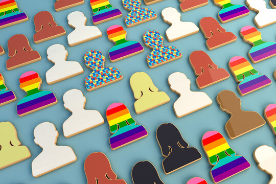 3D Illustration of diverse profile icons representing diversity, equity and inclusion (DEI)