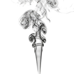 Fototapeta premium Elegant Swirling Smoke Wisps Ascending Against White Background