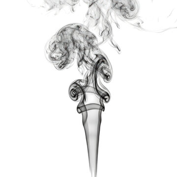 Elegant Swirling Smoke Wisps Ascending Against White Background