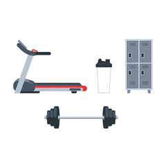 Gym Equipment Collection Treadmill Dumbbell Lockers Shaker Bottle.