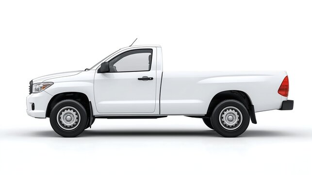 White pickup truck side view on white background ideal for mockups. Concept Mockup Photography, Vehicle Mockup, Pickup Truck Mockup, Commercial Vehicles, Side View Shot