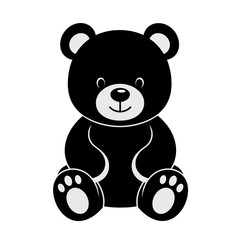 Obraz premium Cute Black Teddy Bear Sitting Isolated on White Background.