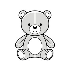 Fototapeta premium Cute Cartoon Teddy Bear Sitting Down Isolated on White Background.