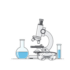 Microscope and Laboratory Equipment Illustration.
