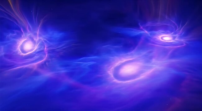 Luminous cosmic nebula swirls with brilliant core and dark void