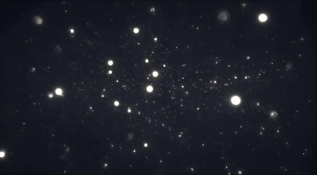 Numerous small white and light blue dots scattered across a dark, speckled background