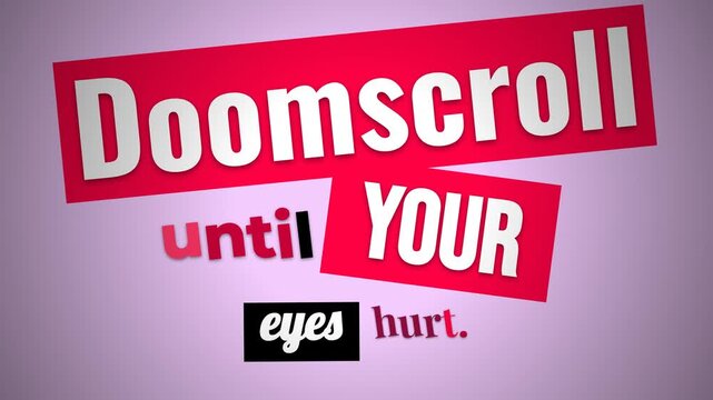 Dynamic text animation Doomscroll until YOUR eyes hurt on purple A reverse motivation quote for digital detox