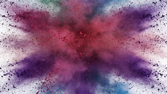 Colorful Powder Explosion on White Background.