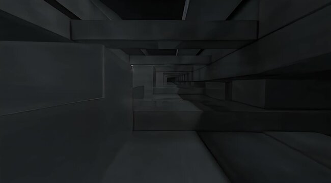 Abstract dark geometric structure with light and shadow