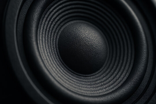 Loudspeaker Cone Close Up Detail Audio Driver Diaphragm Texture Photo for Acoustic Equipment Catalogs and Pro Audio Listings